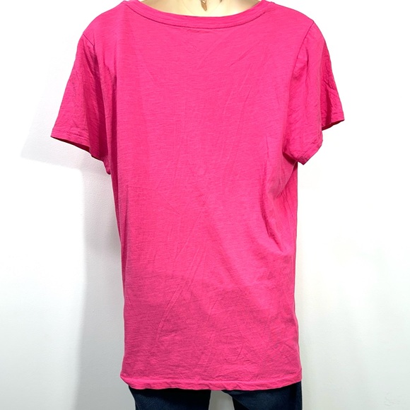 J. Crew Slub Cotton Tee Hot Pink Vneck - Picture 6 of 8